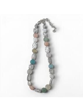 Brighton Gelato Pastel Pebble Beaded Necklace Silver Spacers Multicolor Retired
